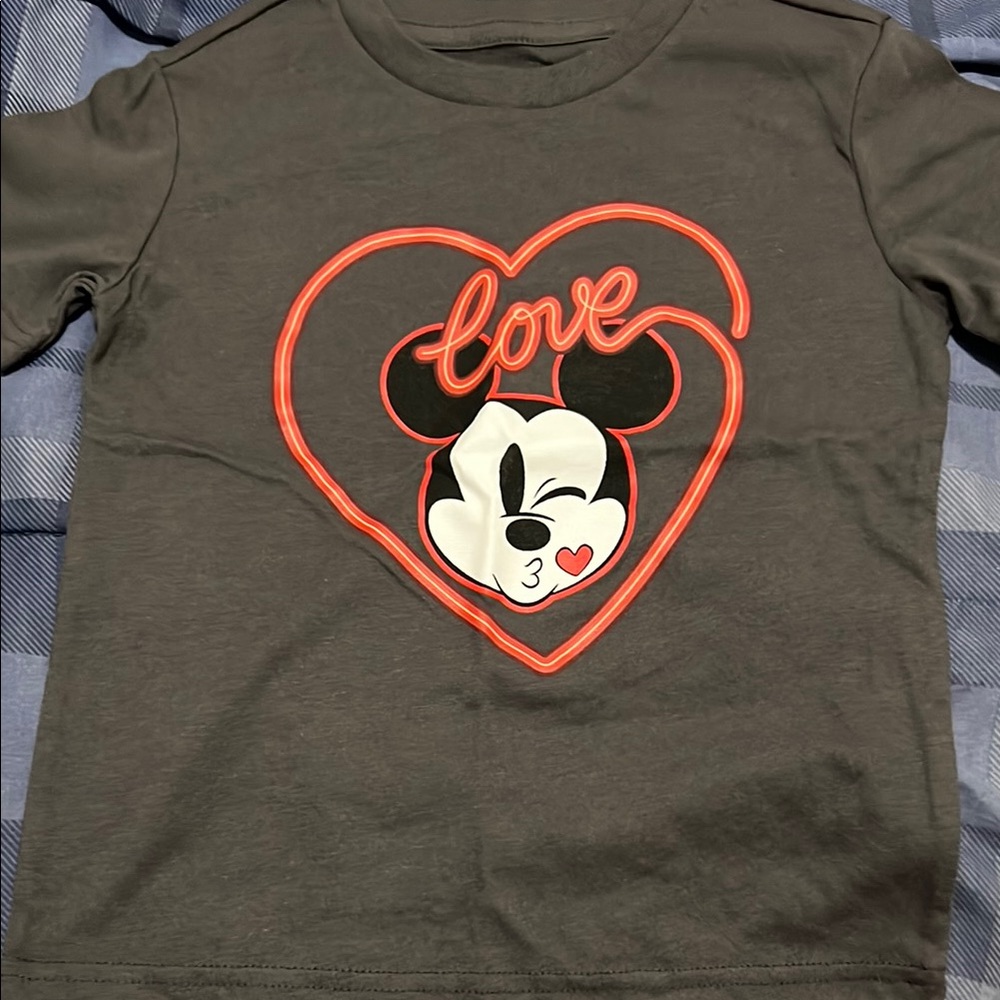 Disney Gray and Red Short Sleeve Mickey Mouse Tee